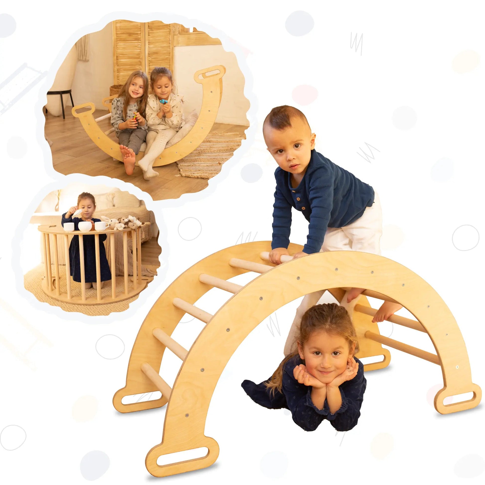 Climbing Arch & Rocker Balance - Montessori Climbers for Kids 1-7 y.o. – Chocolate - Goodevas