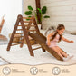 2in1 Montessori Climbing Frame Set: Triangle Ladder + Slide Board/Ramp – Chocolate - Goodevas