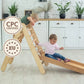 2in1 Montessori Climbing Set: Triangle Ladder + Slide Board/Ramp – Beige - Goodevas