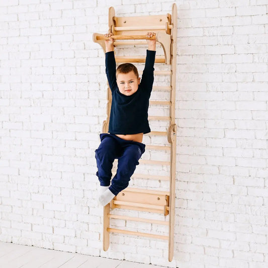 2in1 Wooden Swedish Wall / Climbing ladder for Children + Swing Set - Goodevas