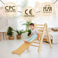 3in1 Montessori Climbing Set: Triangle Ladder + Wooden Arch + Slide Board – Beige NEW - Goodevas