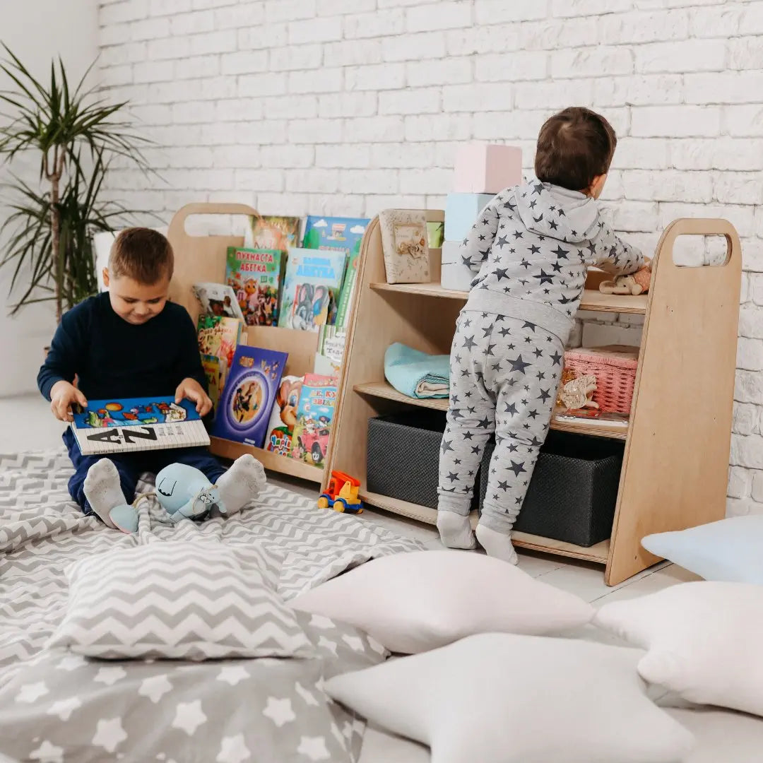 3in1 Montessori Shelves Set: Bookshelf + Toy Shelf + Lego sorter - Goodevas