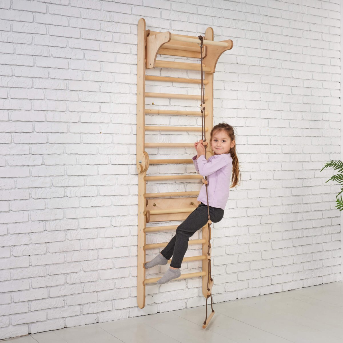 3in1 Wooden Swedish Wall / Climbing ladder for Children + Swing Set + Slide Board - Goodevas