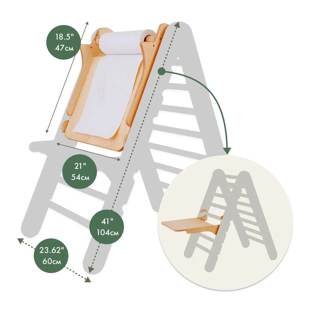 4in1 Montessori Climbing Set: Triangle Ladder + Climbing Arch + Slide Board + Art Addition - Goodevas