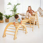 4in1 Montessori Climbing Set: Triangle Ladder + Climbing Arch + Slide Board + Cushion Beige - Goodevas