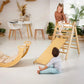 4in1 Montessori Climbing Set: Triangle Ladder + Climbing Arch + Slide Board + Cushion Beige - Goodevas