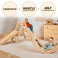 5in1 Montessori Climbing Frame Set: Triangle Ladder + Arch/Rocker + Slide Board/Ramp + Netting rope + Cushion - Goodevas