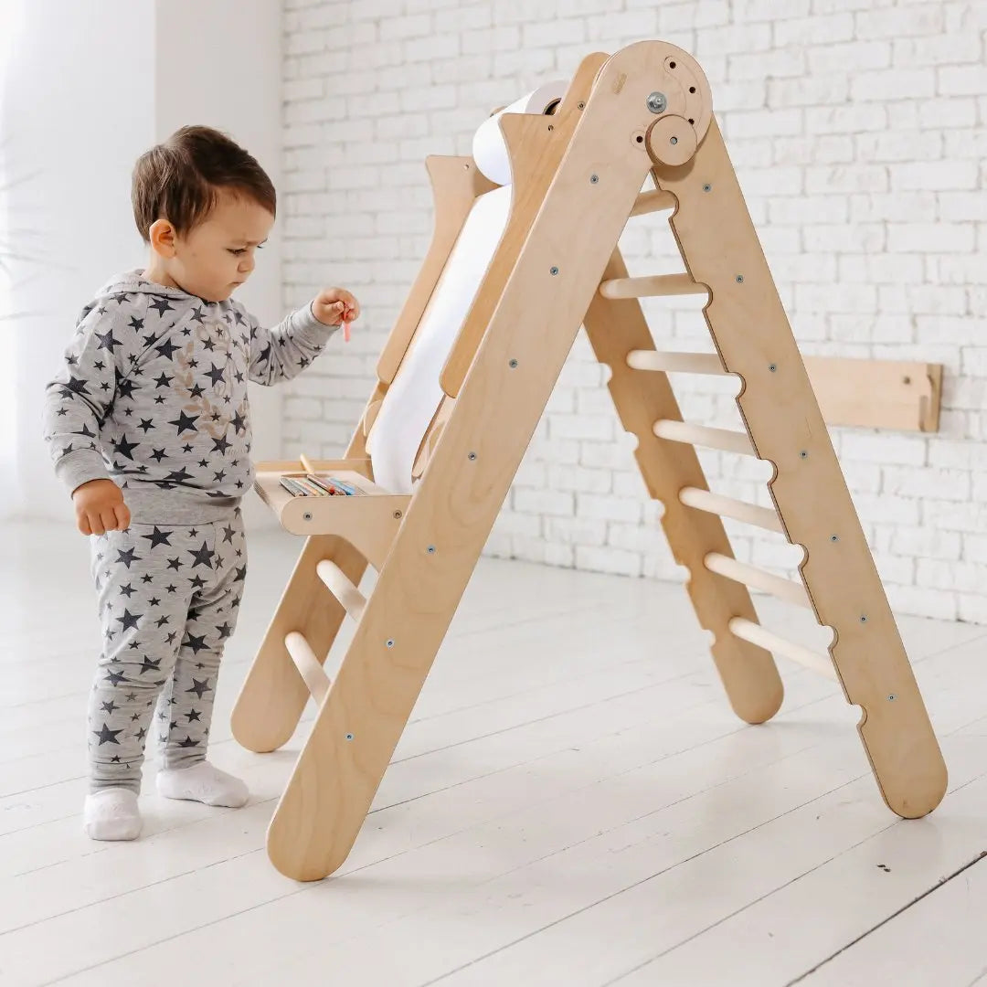 5in1 Montessori Climbing Set: Triangle Ladder + Climbing Arch + Slide Board + Cushion + Art Addition - Goodevas