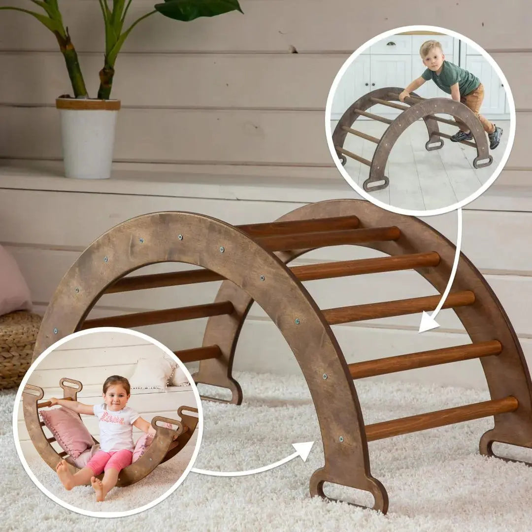 Climbing Arch Chocolate + Cushion - Montessori Climbers for Toddlers - Goodevas