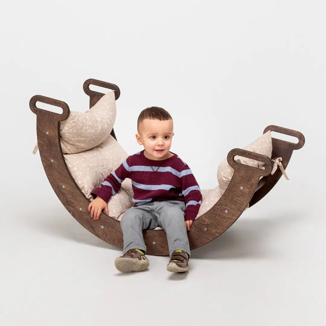 Climbing Arch Chocolate + Cushion - Montessori Climbers for Toddlers - Goodevas