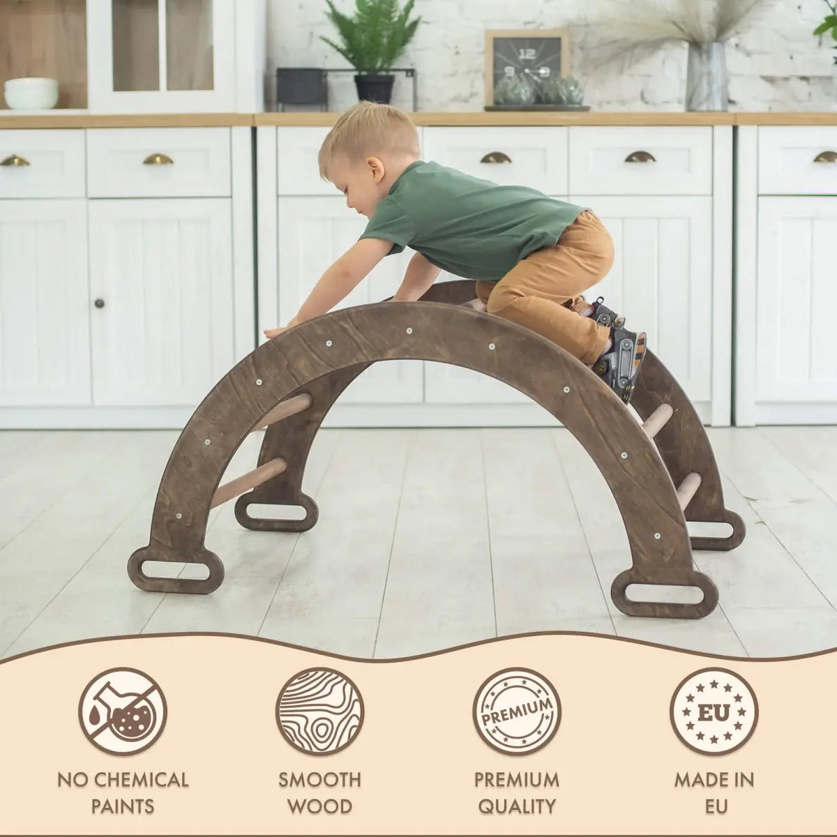 Climbing Arch & Rocker Balance - Montessori Climbers for Kids 1-7 y.o. – Chocolate - Goodevas