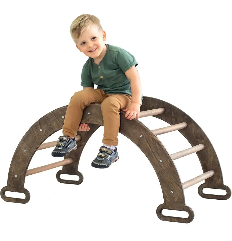 Climbing Arch & Rocker Balance - Montessori Climbers for Kids 1-7 y.o. – Chocolate - Goodevas