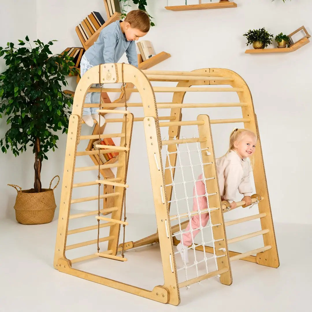 Indoor Wooden Playground for Children - 6in1 Playground + Swings Set + Slide Board - Goodevas