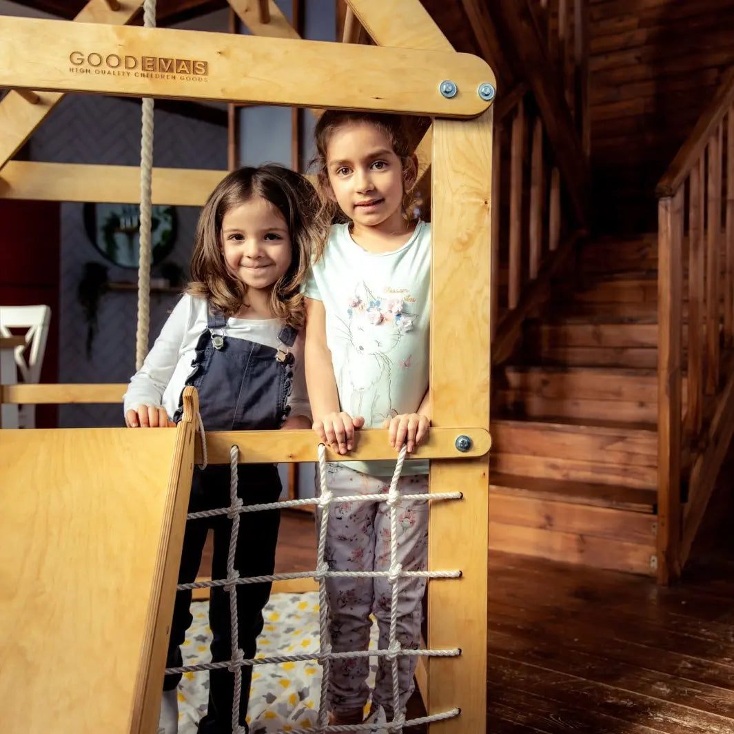 Indoor Wooden Playhouse with Swings - Goodevas