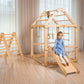 Indoor Wooden Playhouse with Triangle ladder, Slide Board and Swings - Goodevas