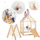 Indoor Wooden Playhouse with Triangle ladder, Slide Board and Swings - Goodevas