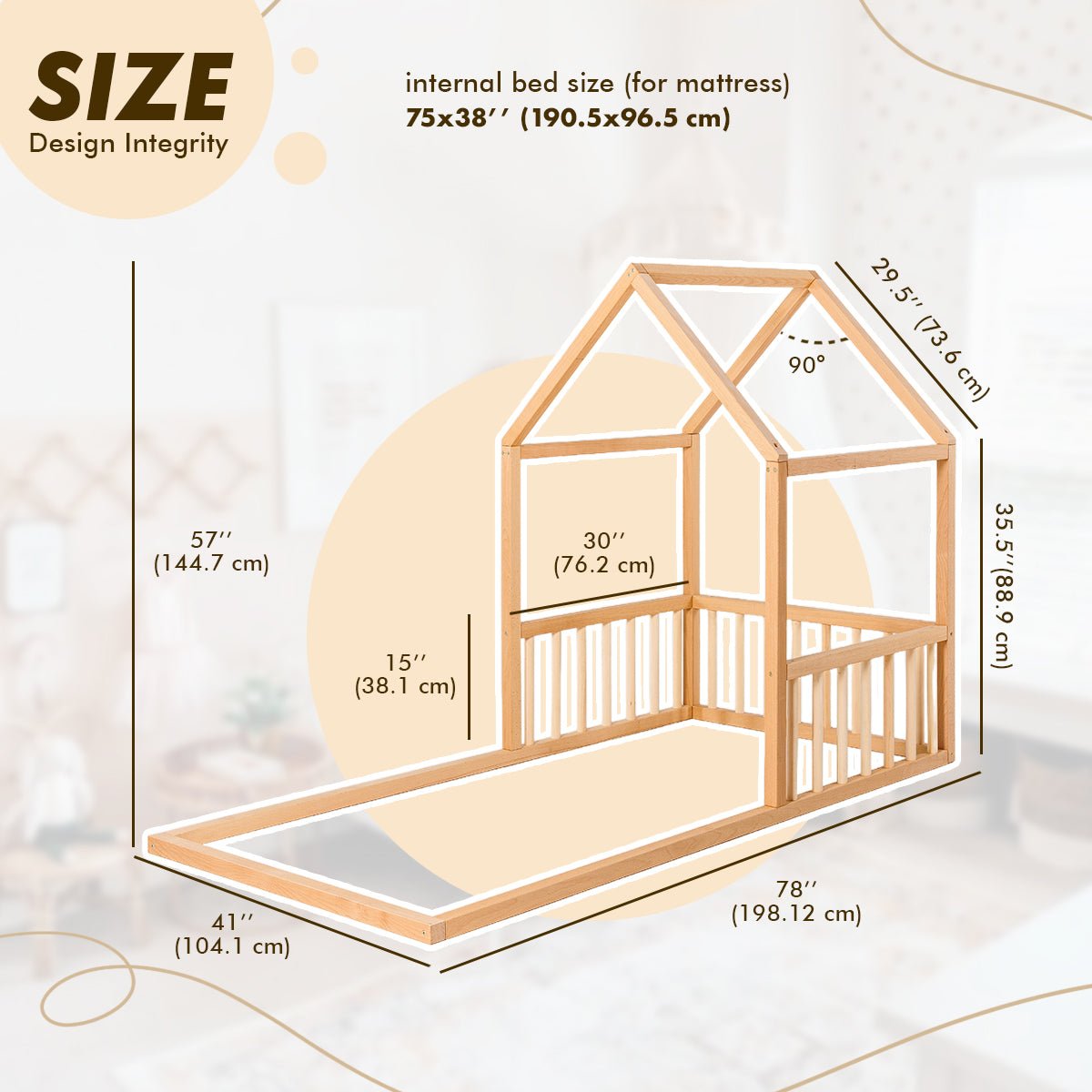 Small House Bed For Kids and Toddlers from 2 y.o. (US Twin-Size) - Goodevas