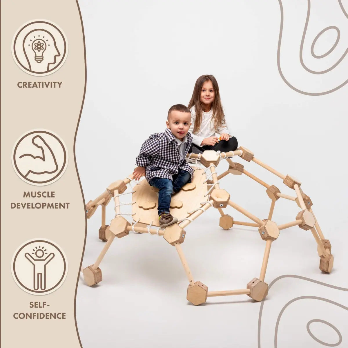 Wooden Climbing Frame Geodome / Climbing Dome for Kids 2-6 y.o. - Goodevas