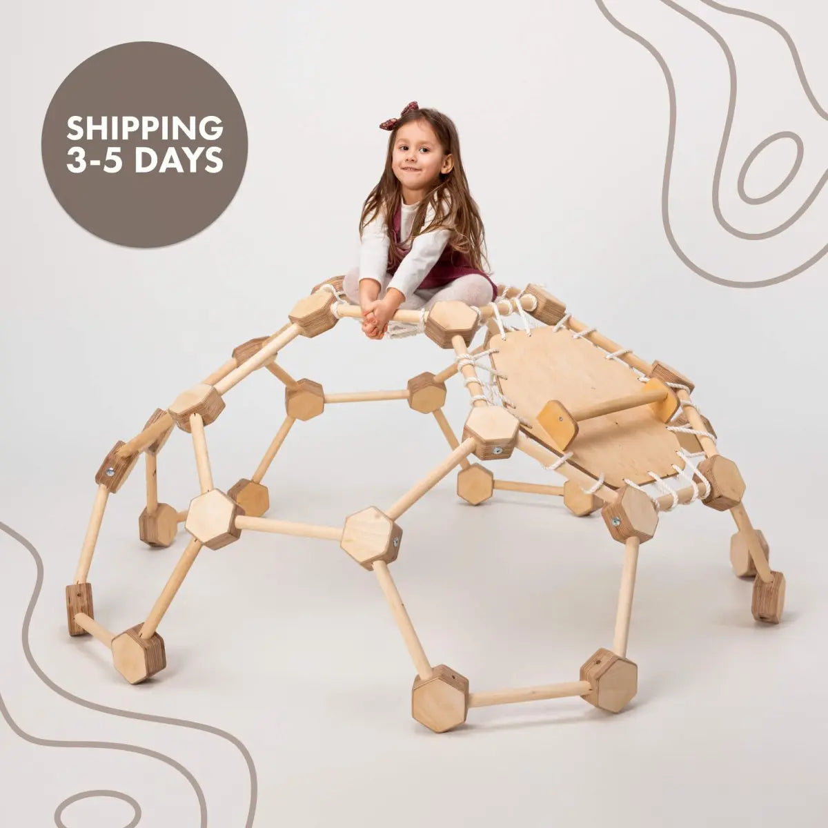 Wooden Climbing Frame Geodome / Climbing Dome for Kids 2-6 y.o. - Goodevas