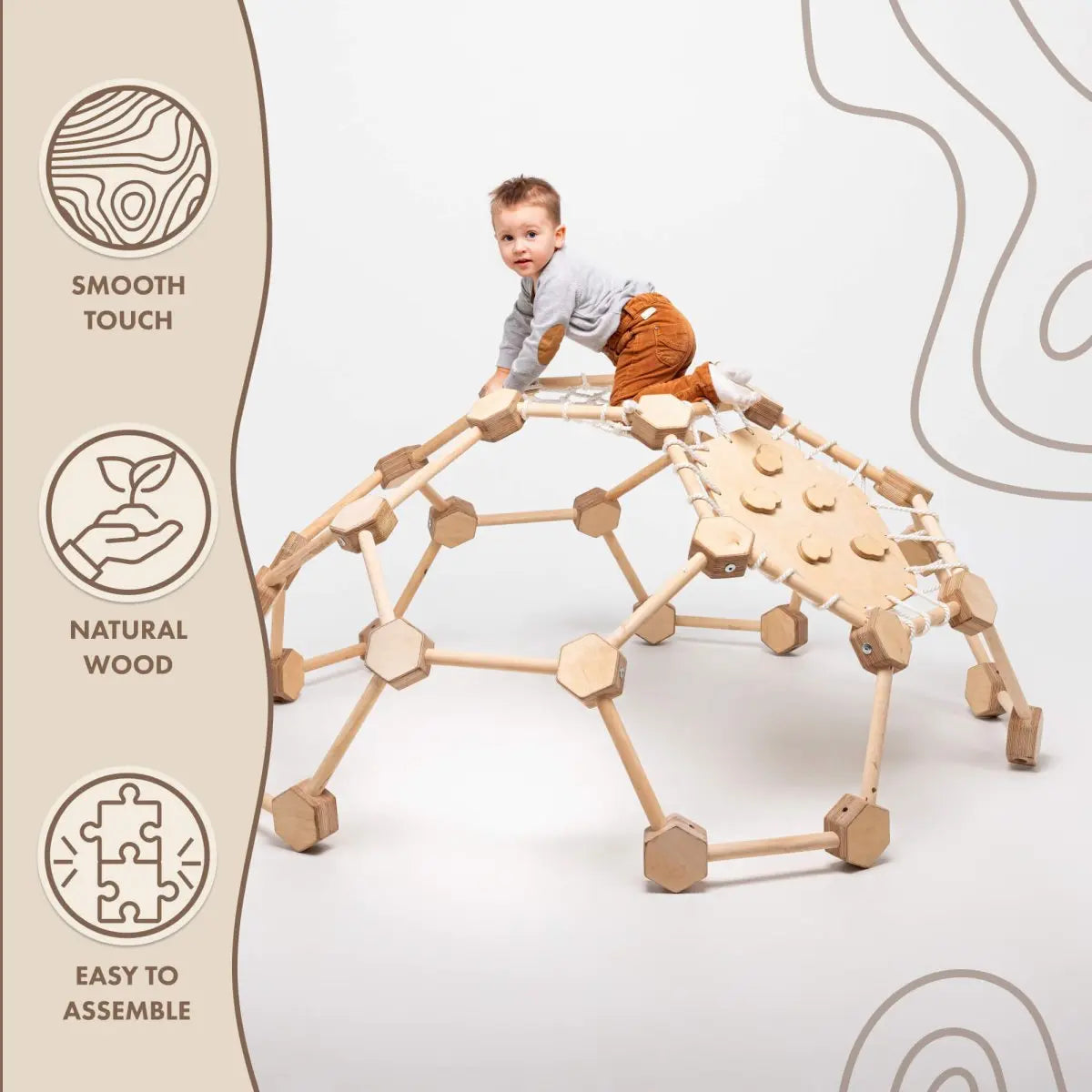 Wooden Climbing Frame Geodome / Climbing Dome for Kids 2-6 y.o. - Goodevas