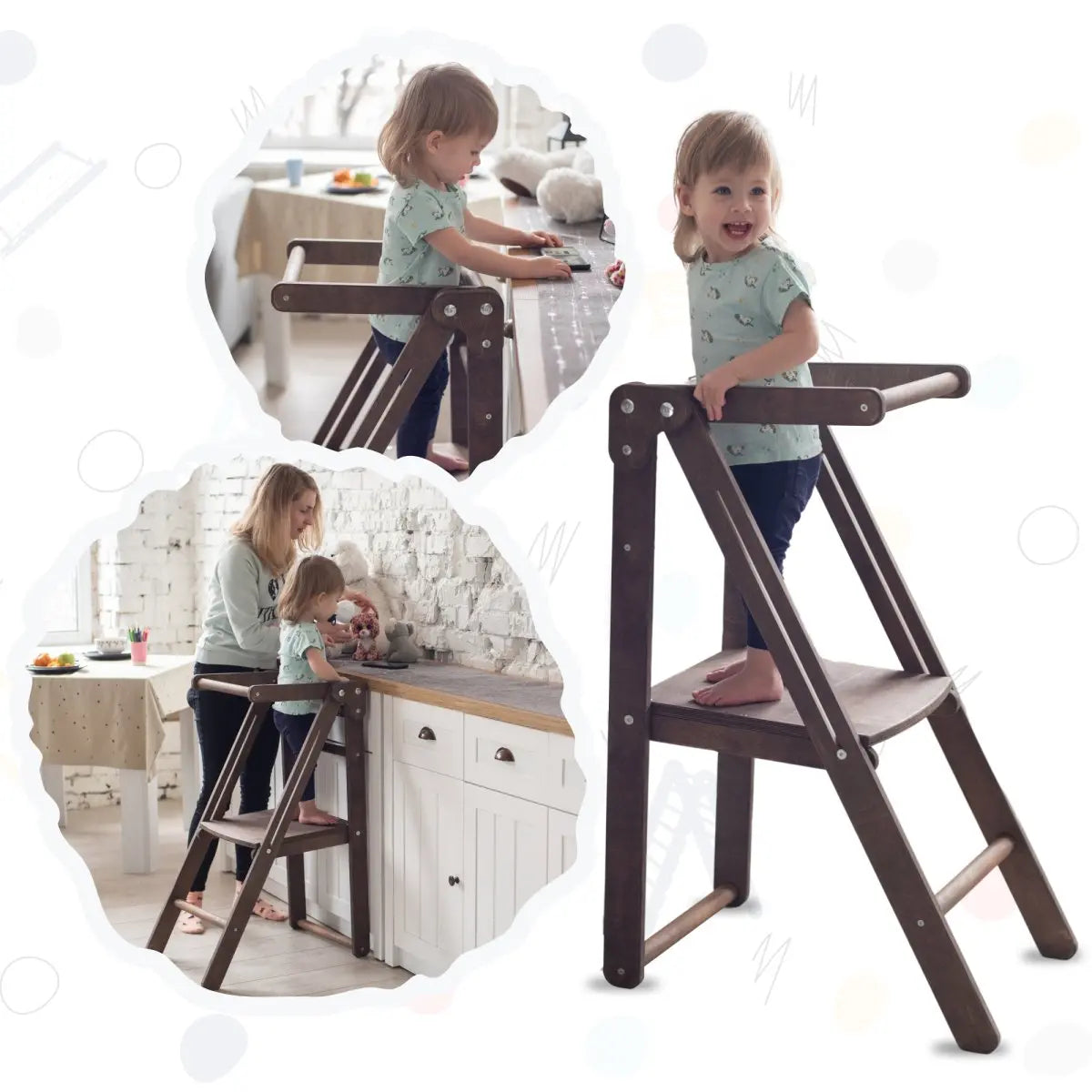 Wooden Kitchen Helper for Preschool - Chocolate - Goodevas